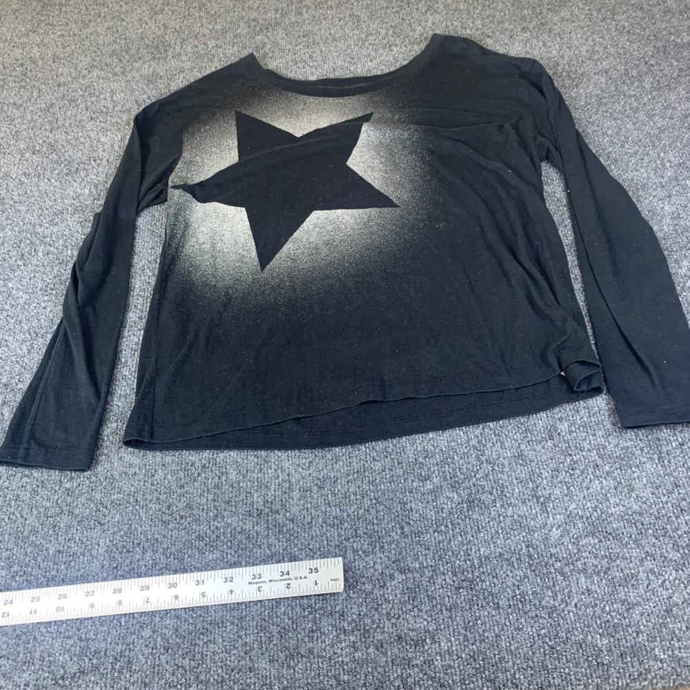 Xhilaration Black Star Graphic Long Sleeve Sleep Top PJ Shirt XL 4626